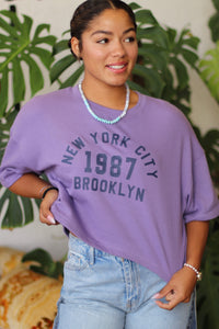 Brooklyn Purple Short Sleeve Sweatshirt