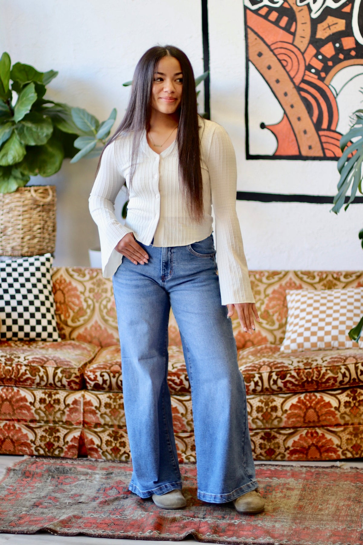 Low Rise Palazzo Jeans