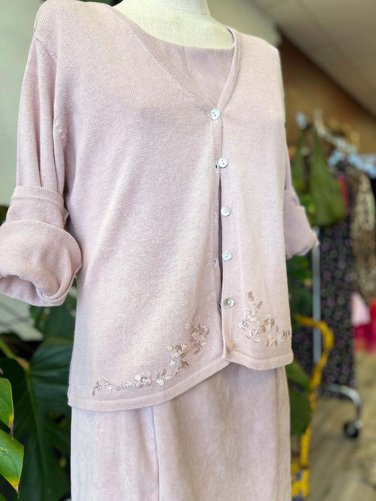 Vault Vintage | Pink Suede Dress w/Cardi size 12