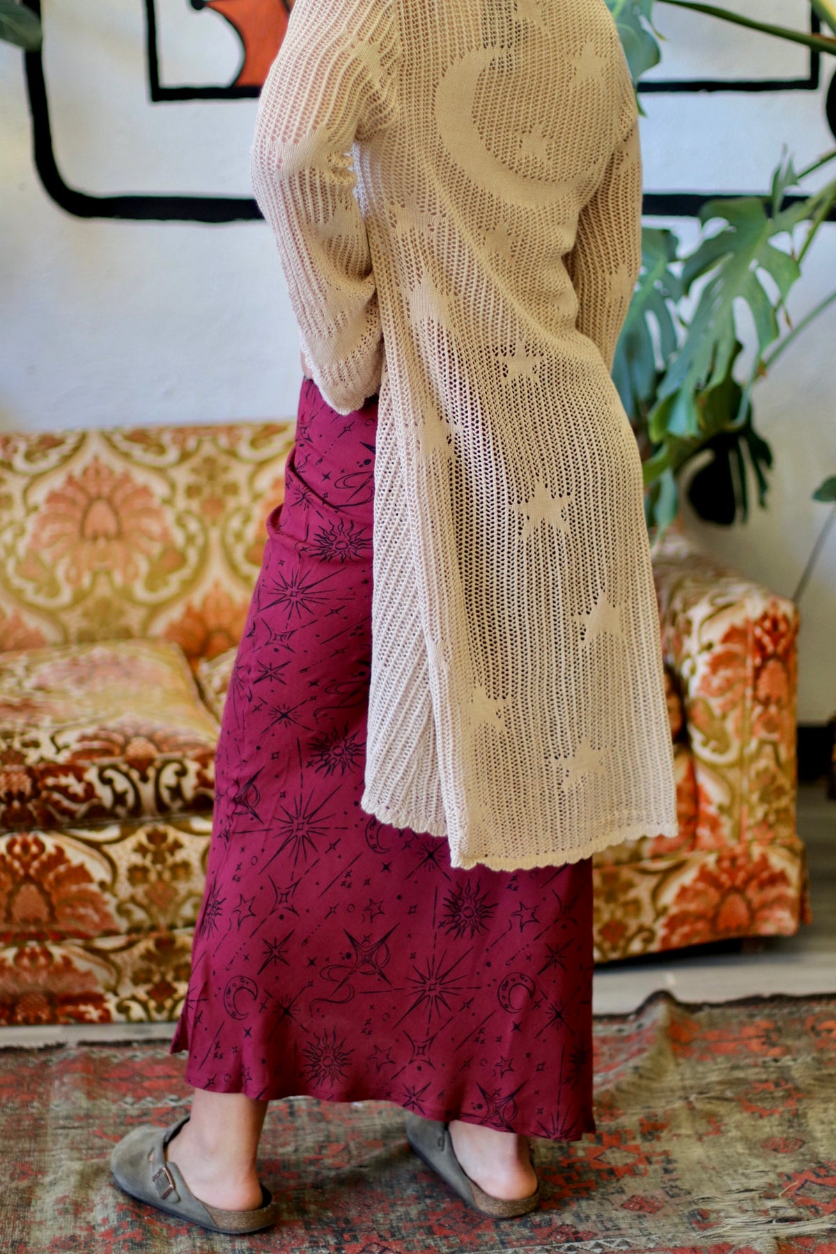 Celestial Maroon Midi Skirt