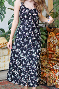 Gilly Black Floral Midi Dress