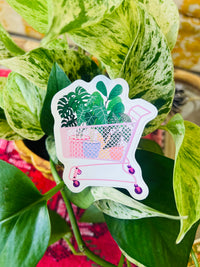 Shopping Cart Full Of Plants Sticker
