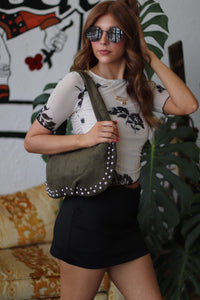 Suede Stud Shoulder Bag + 2 Colors