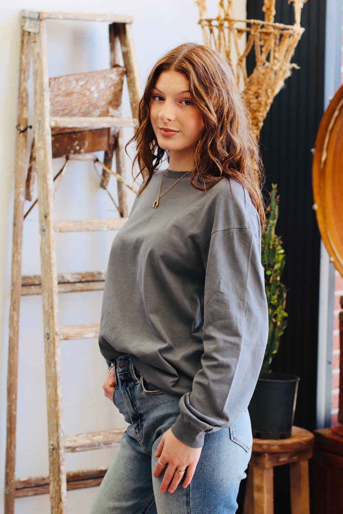 Basic Long Sleeve Top + Grey