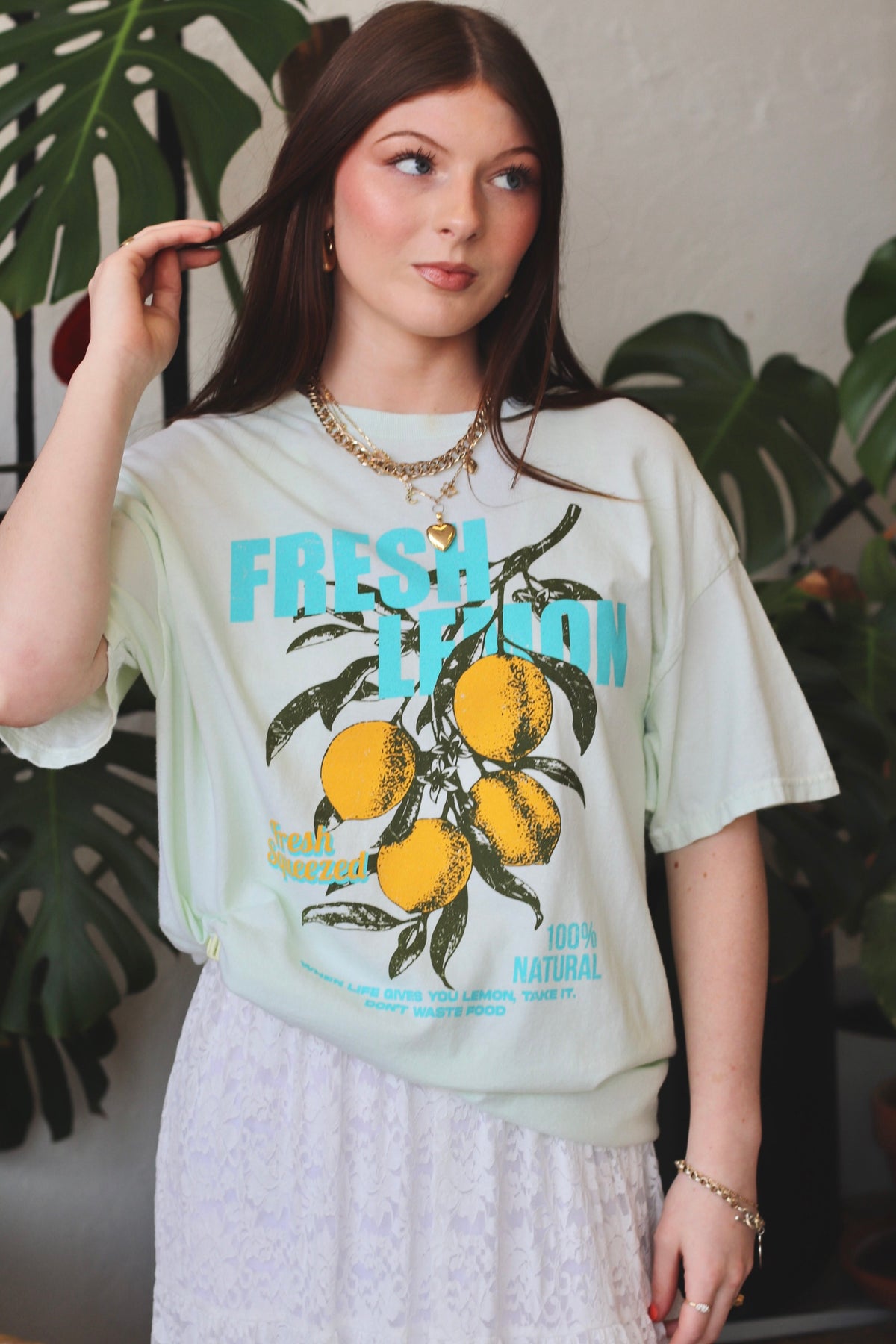 Lemon Graphic Tee in Mint