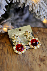 Retro Red & Gold Earrings