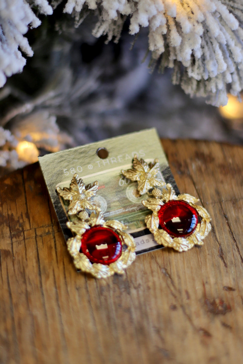Retro Red & Gold Earrings