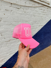 580 Trucker Hat +Hot Pink USA