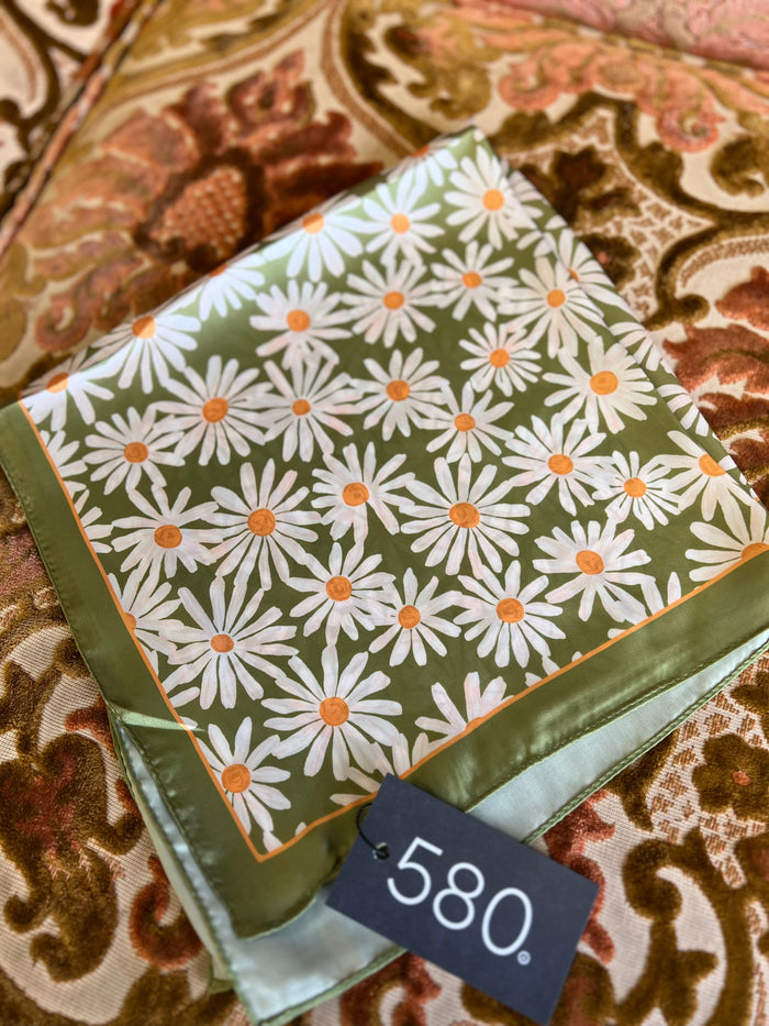 Daisy Bandana Scarf on Green