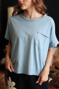 Dolly Oversized Boxy Top + Blue/Grey