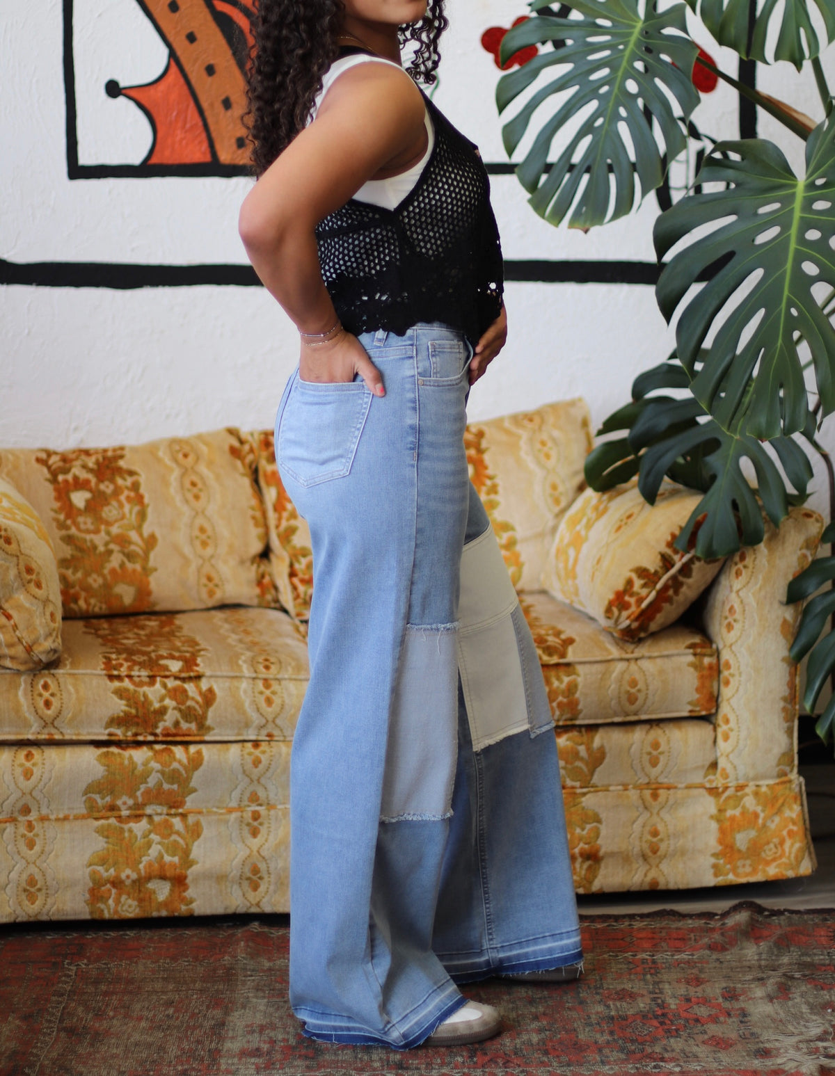 Benni & The Jets Patchwork Wide Leg Jeans