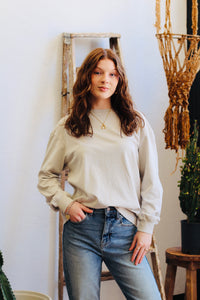 Basic Long Sleeve Top + Taupe