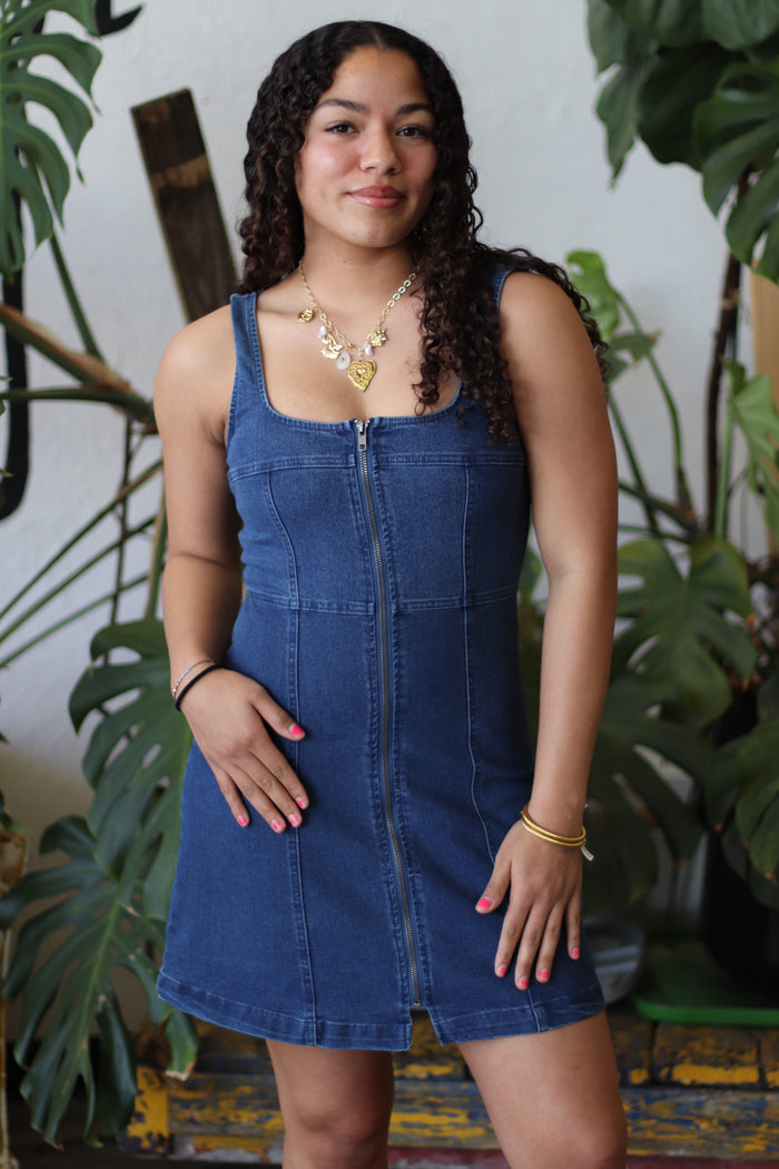 Zip It Denim Mini Dress