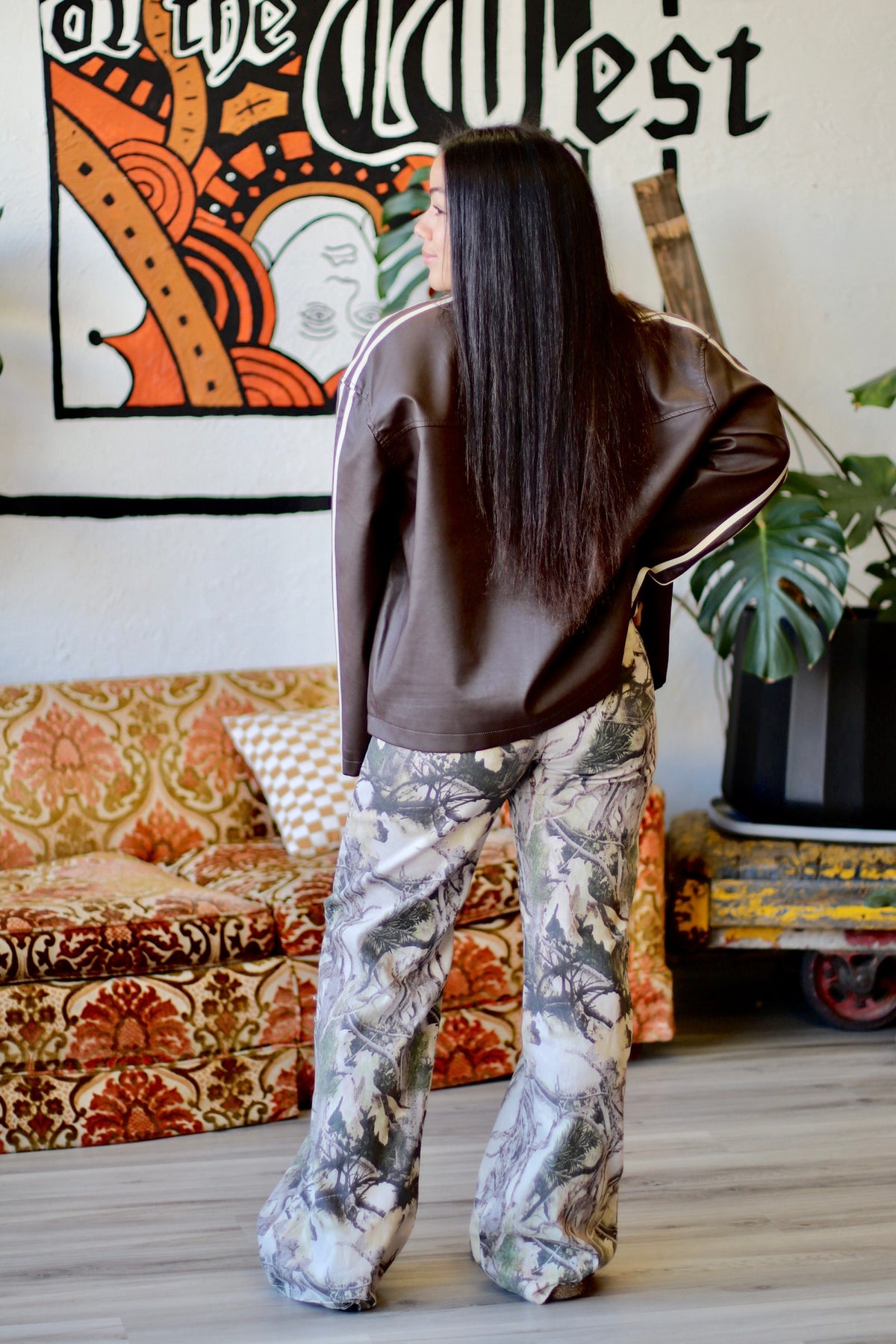 High-Rise Camo Print Wide Leg Jeans