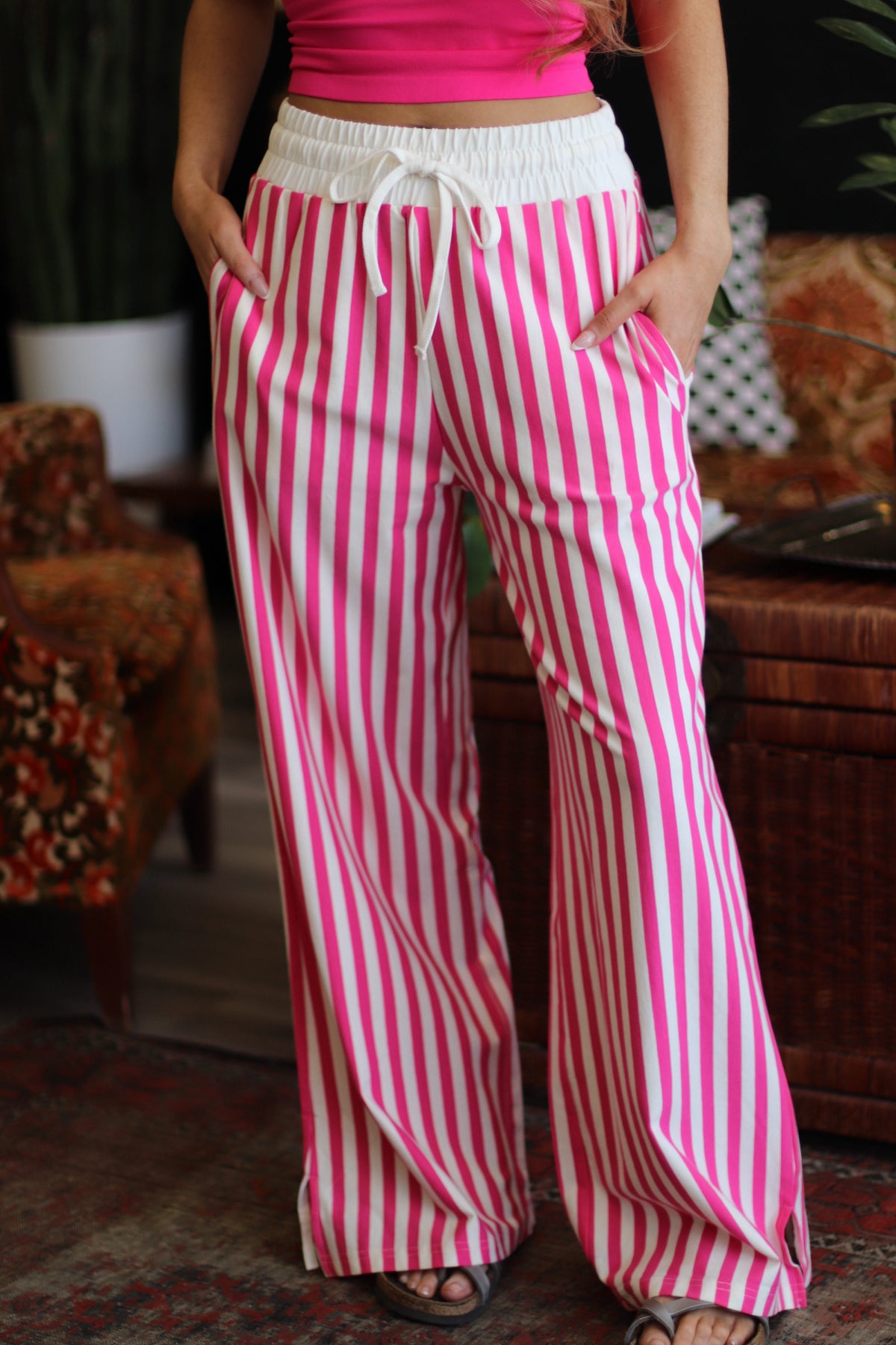 Stella Stripe Pants + Hot Pink