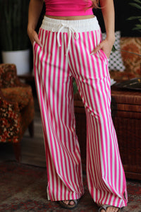 Stella Stripe Pants + Hot Pink