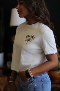 Palm Tree Embroidery Top