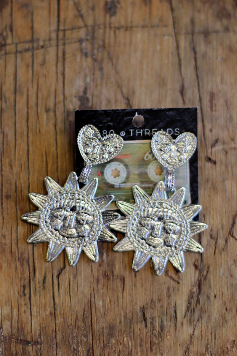 Sun & Heart Face Earrings