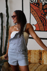 Gabby Striped Bib Short Overalls