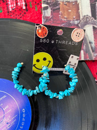 Chunky Turquoise Beaded Hoop Earrings