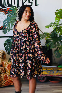 Floral Puff Sleeve Mini Dress