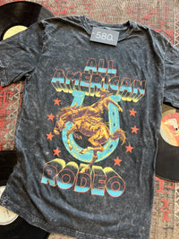 Black Mineral Wash All American Rodeo Graphic Tee