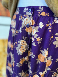 Vault Vintage | Purple Floral Button Midi Skirt 8