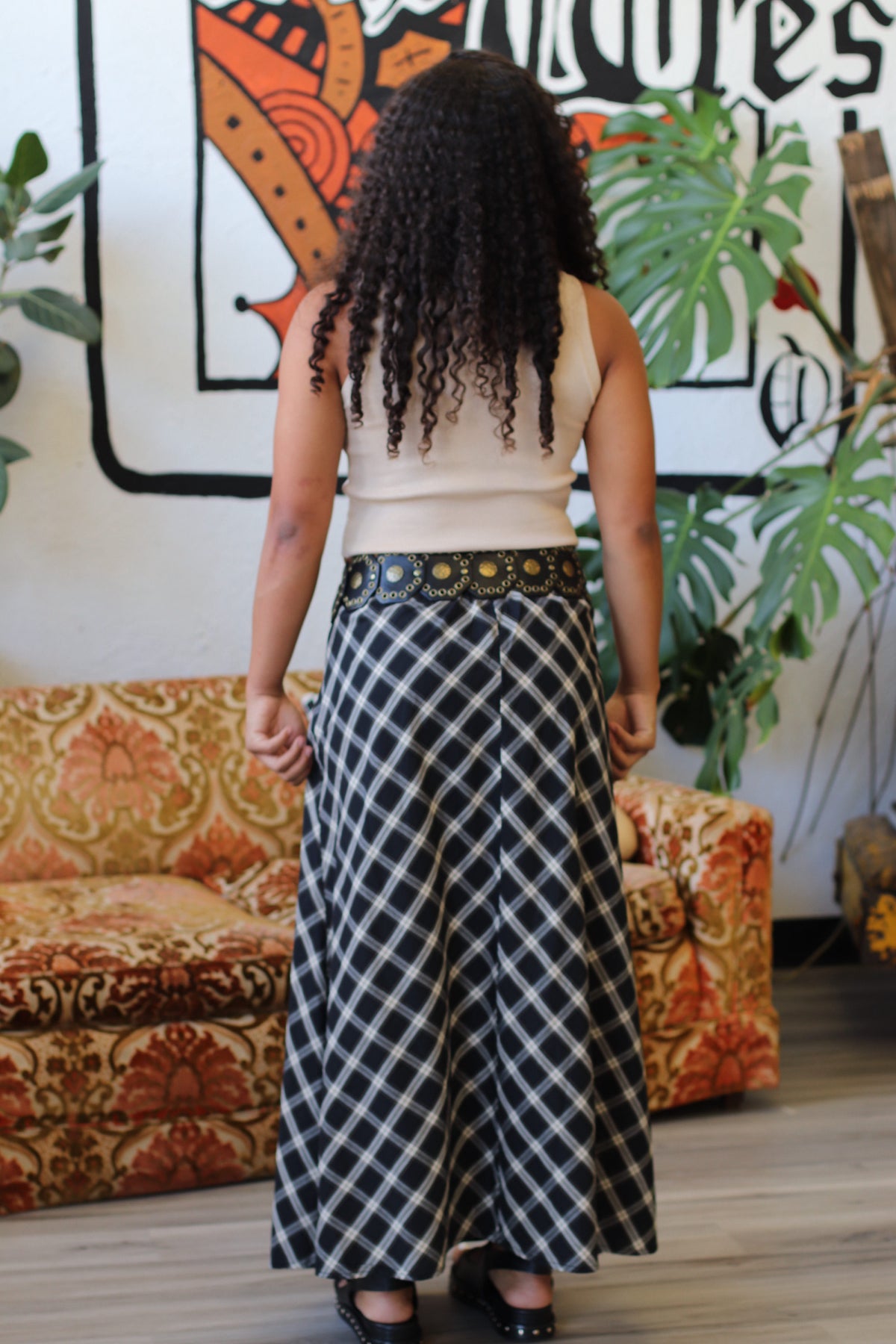 Moonlight Plaid Midi Skirt
