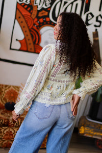 Cottage Core Cream Tie Blouse