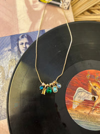 Blue & Green Crystal Cluster Charm Necklace