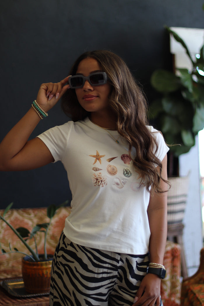 Ivory Crew Neck Coastal Tee