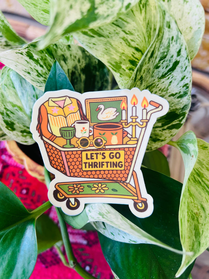 Let’s Go Thrifting Cart Sticker