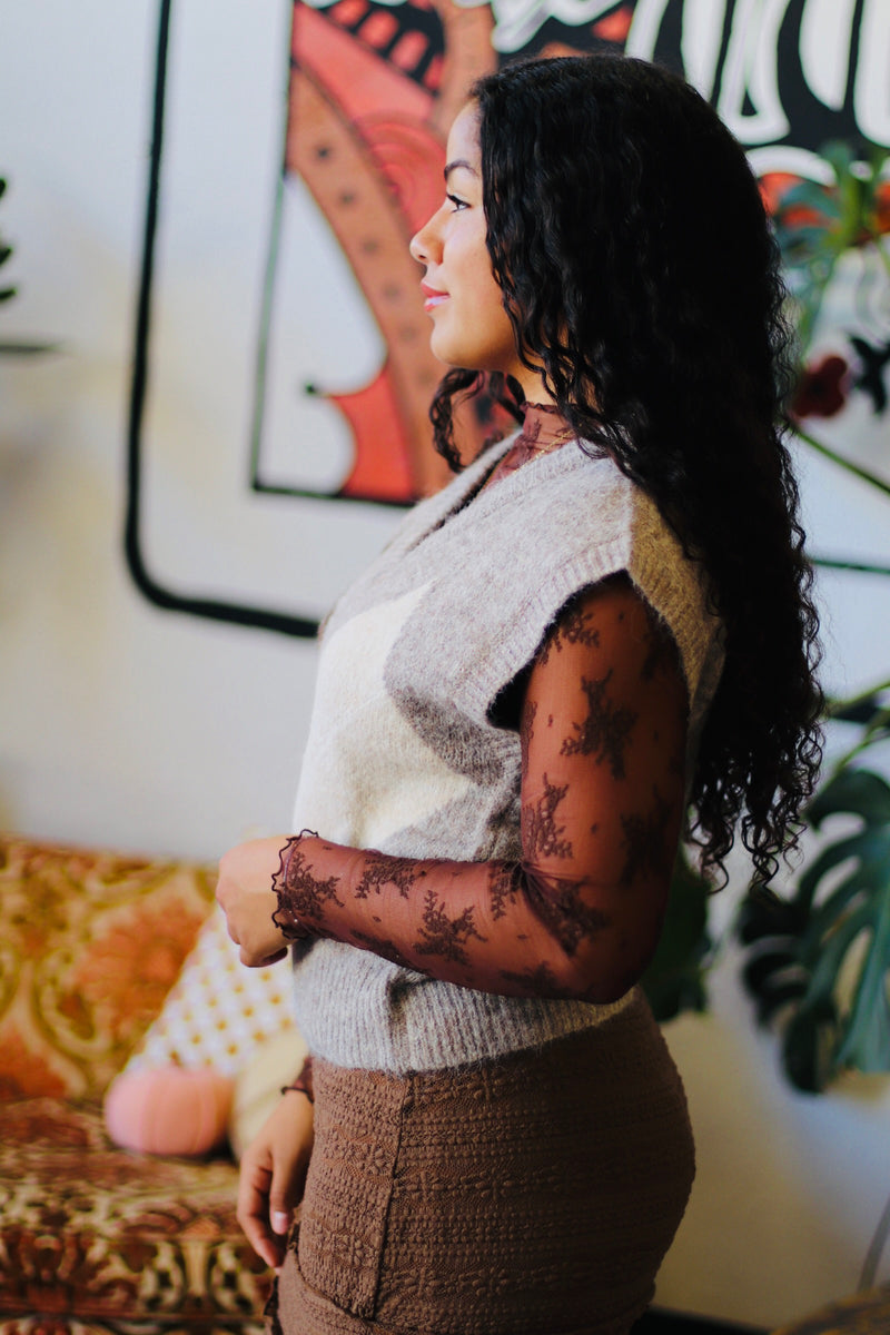 Argyle Sweater Vest + Taupe