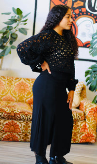 Black Side Slit Midi Skirt