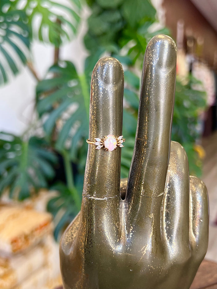Lucky Opal CZ 18K Gold Plated Ring