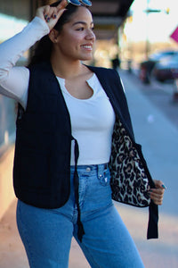 Printed Quilt Vest + Black & Leo
