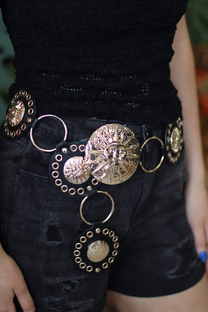 Gold Sun Concho Chunky Chain Belt