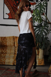 Go With The Flow Black Floral Mesh Asymmetrical Skirt