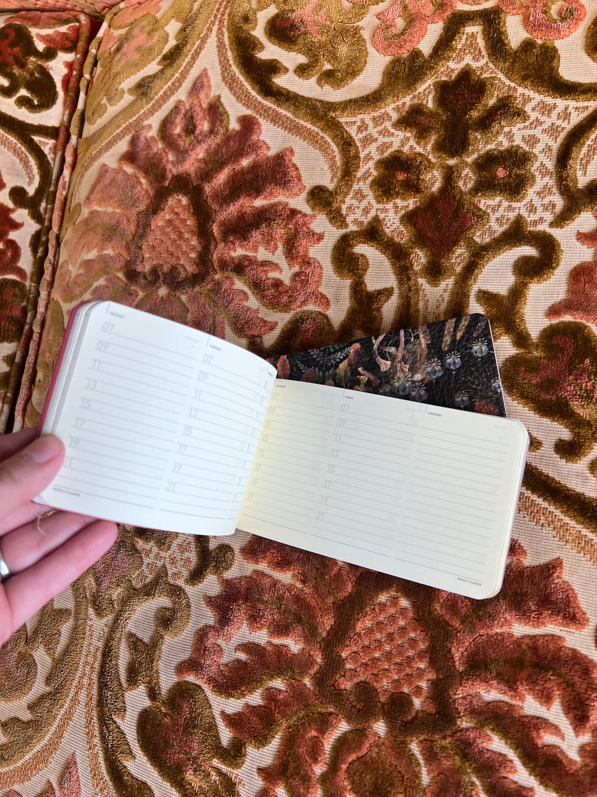 Horizontal Vegan Leather Weekly Planner Forest Mushrooms