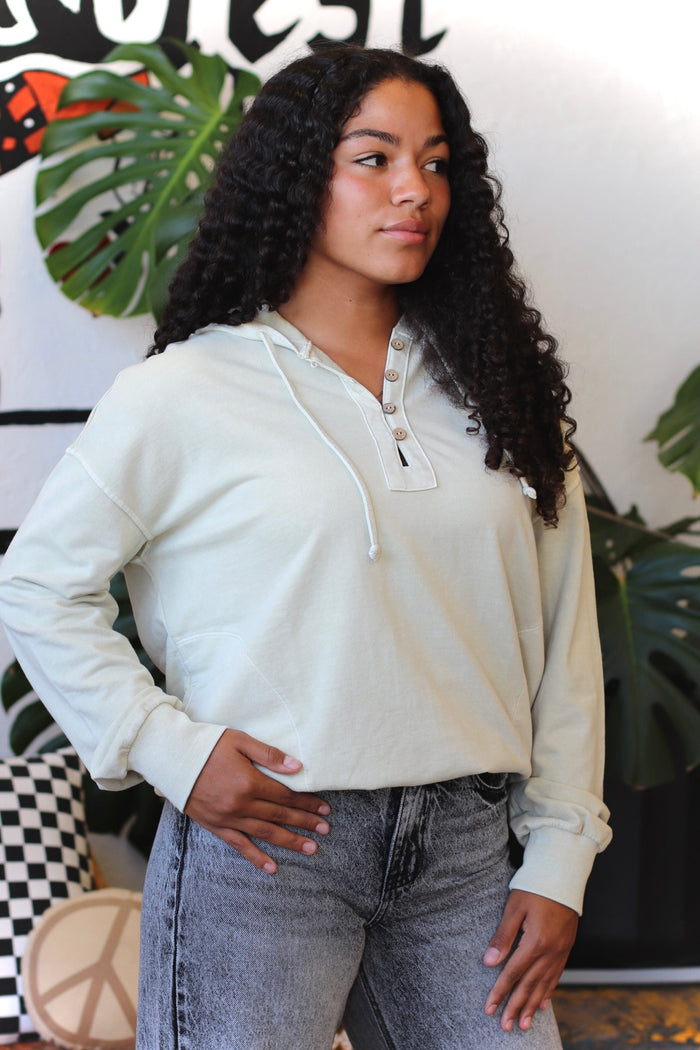 Winnie Washed Henley Top + Oatmeal