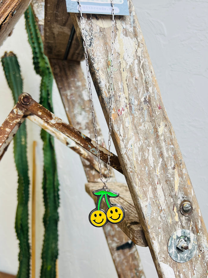 Twin Smiling Cherry Necklace