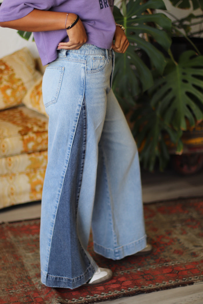 Caroline Two Tone Wide Leg Jeans