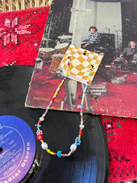 Multi Colored Flower & Pearl Beaded Necklace