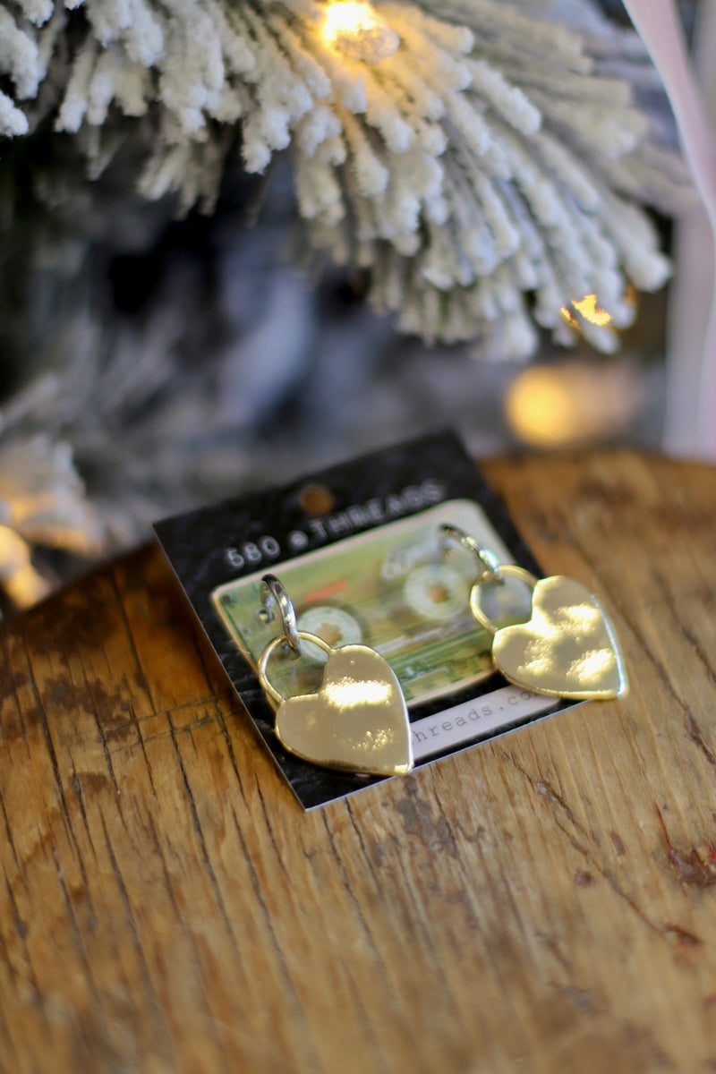 Hammered Heart Huggies