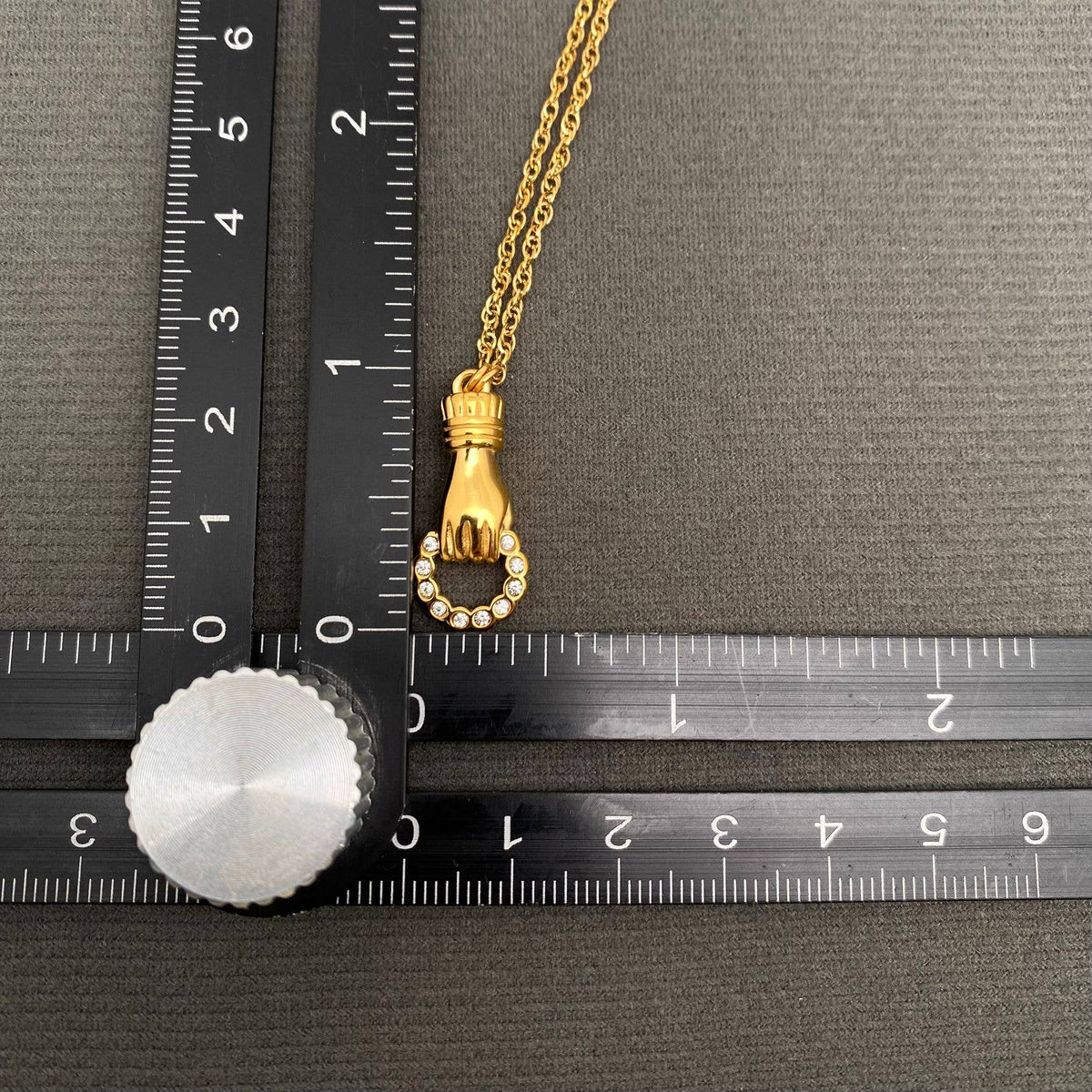 Drop Down Hand 18K GP Stainless Steel Necklace