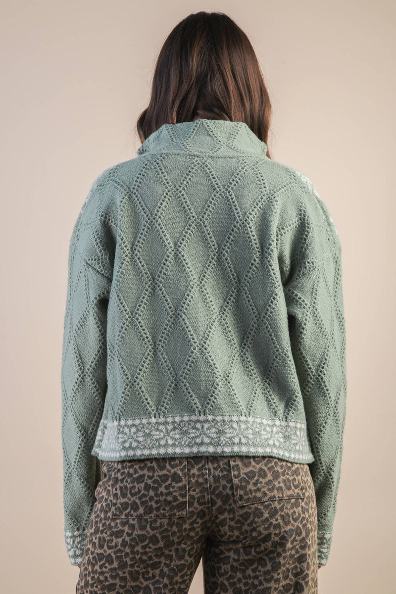 Cozy Mock Neck Zip Up Sweater