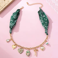 Green Scarf Charm Necklace