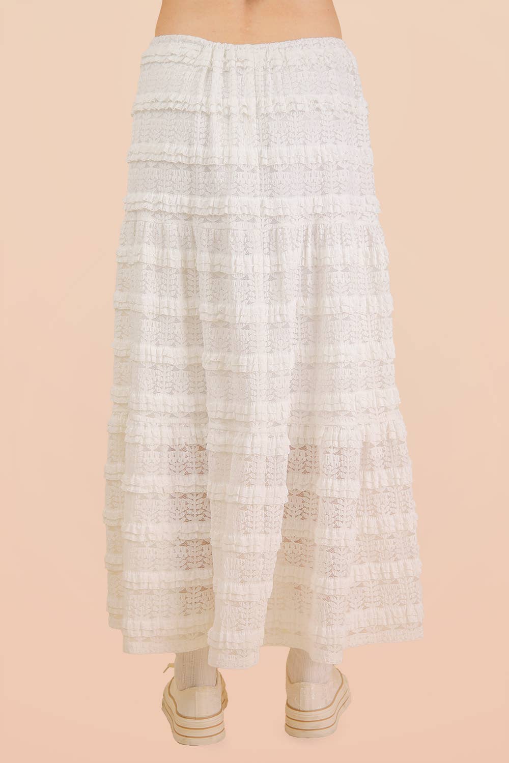 Prairie Grunge White Lace Midi Skirt