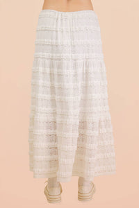 Prairie Grunge White Lace Midi Skirt