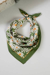 Daisy Bandana Scarf on Green